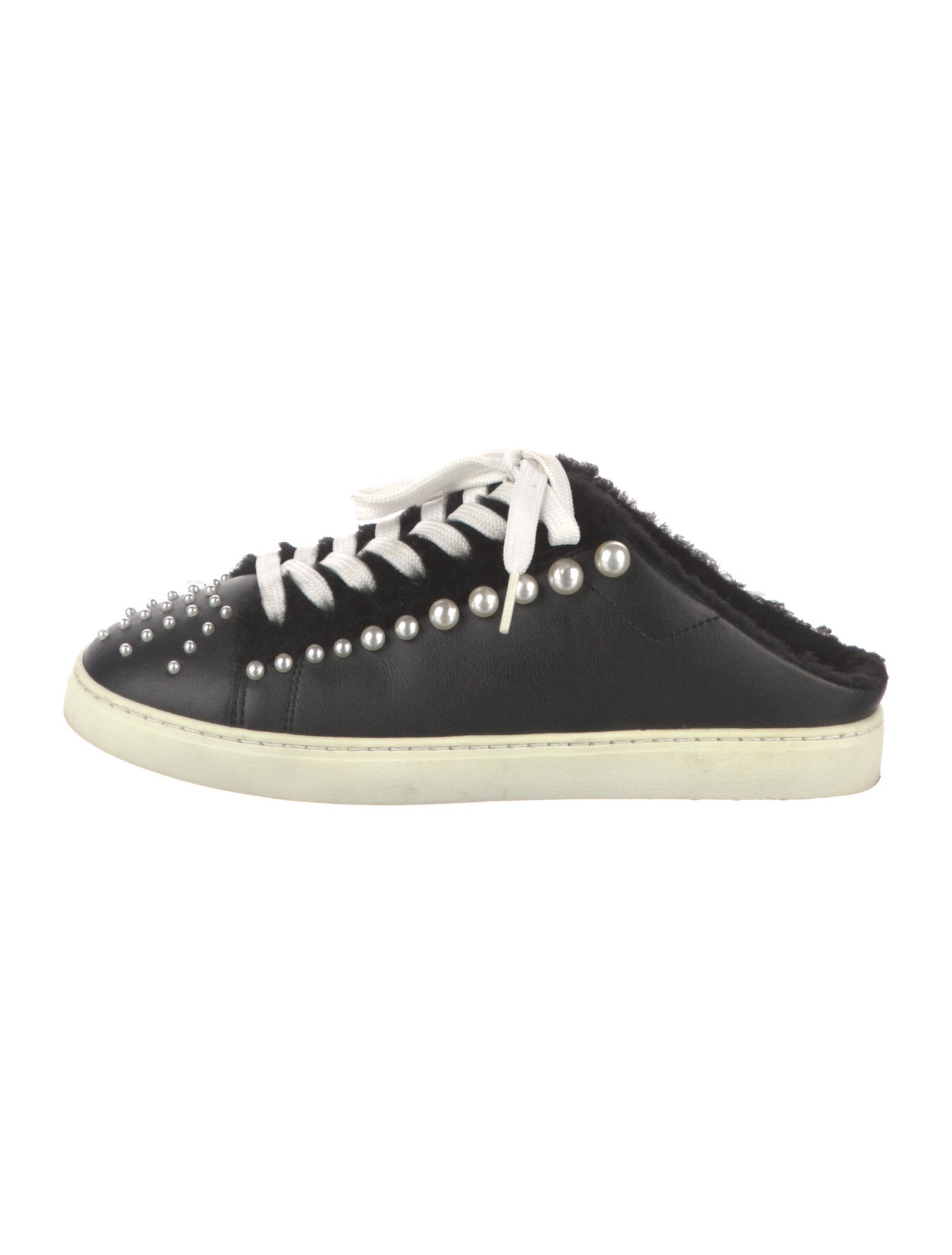 Stuart Weitzman Leather Beaded Accents Sneakers