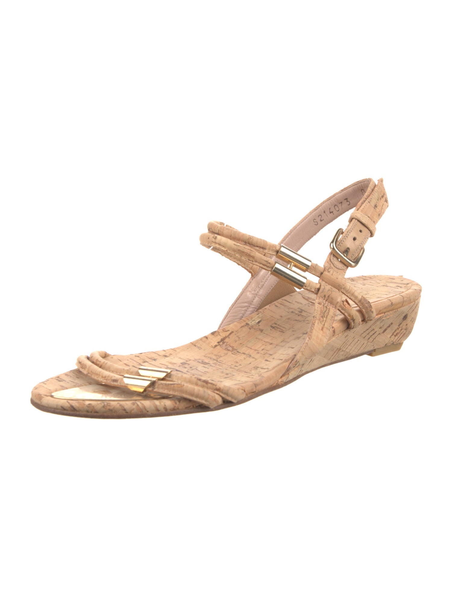 Stuart Weitzman Leather Trim Embellishment Slingback Sandals