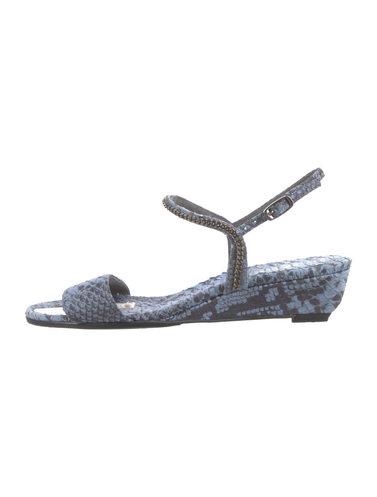 Stuart Weitzman Snakeskin Chain-Link Accents Slingback Sandals