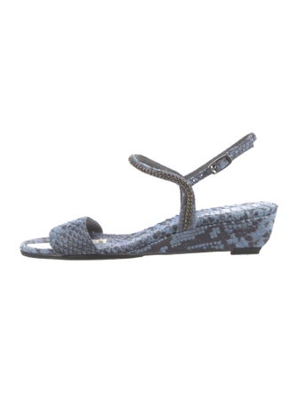 Stuart Weitzman Snakeskin Chain-Link Accents Slingback Sandals