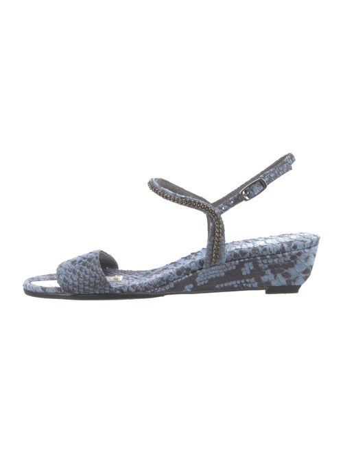 Stuart Weitzman Snakeskin Chain-Link Accents Slingback Sandals