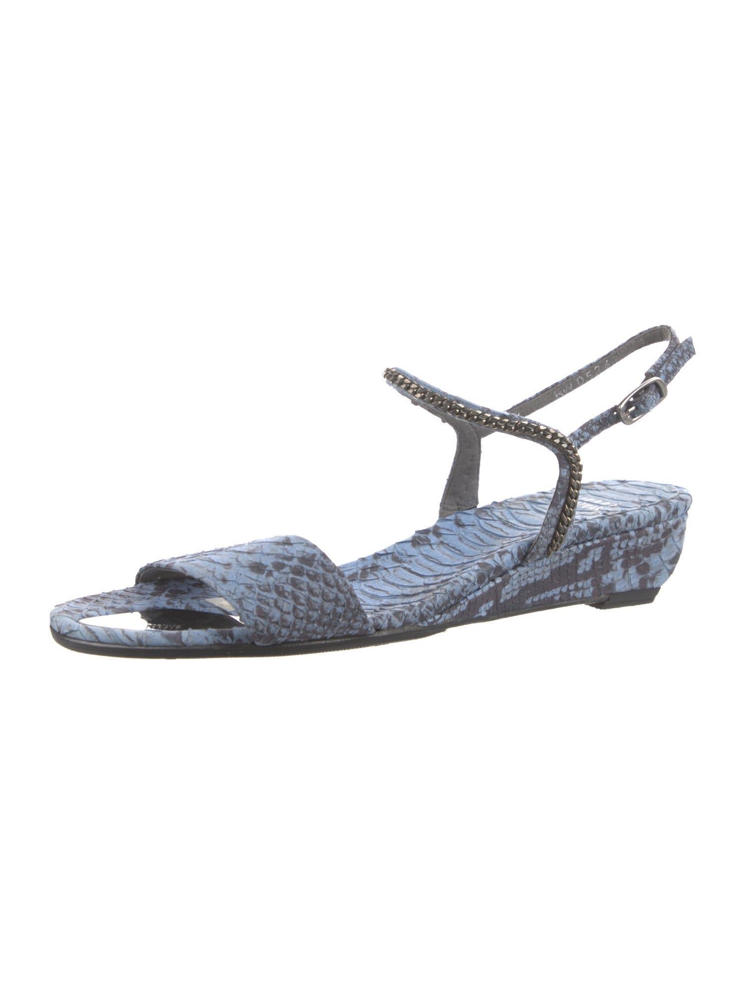 Stuart Weitzman Snakeskin Chain-Link Accents Slingback Sandals