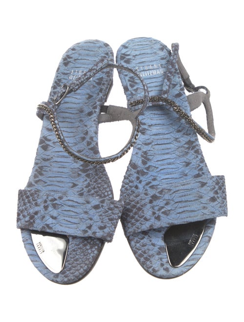 Stuart Weitzman Snakeskin Chain-Link Accents Slingback Sandals