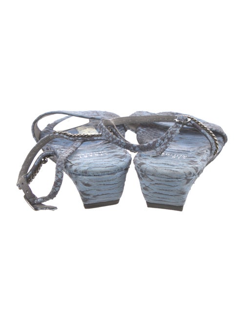 Stuart Weitzman Snakeskin Chain-Link Accents Slingback Sandals