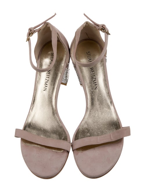 Stuart Weitzman Suede Glitter Accents Sandals