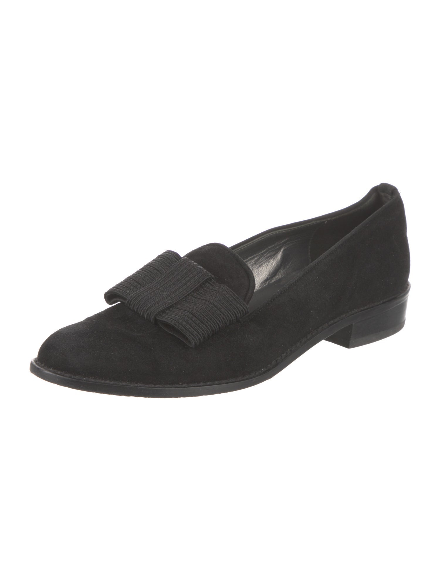 Stuart Weitzman Suede Bow Accents Loafers