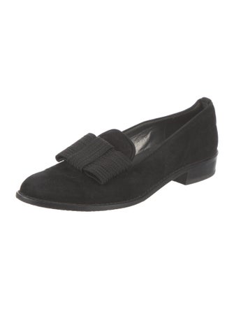 Stuart Weitzman Suede Bow Accents Loafers