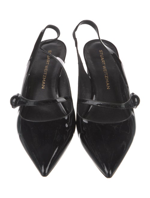 Stuart Weitzman Patent Leather Crystal Embellishments Slingback Pumps