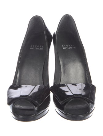 Stuart Weitzman Patent Leather Bow Accents Pumps