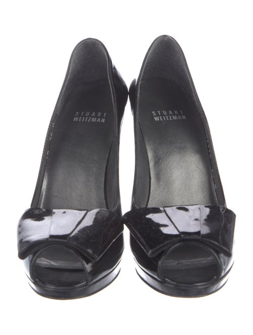 Stuart Weitzman Patent Leather Bow Accents Pumps