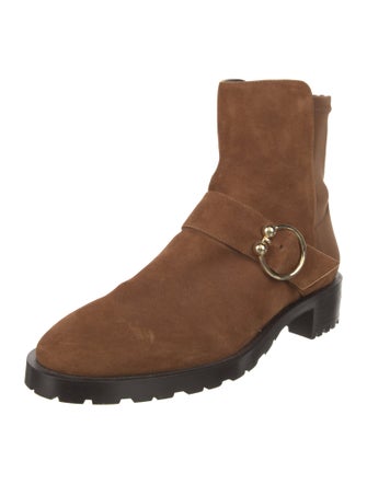 Stuart Weitzman Suede Colorblock Pattern Moto Boots
