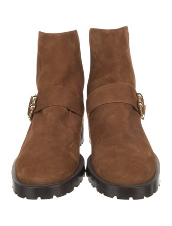 Stuart Weitzman Suede Colorblock Pattern Moto Boots