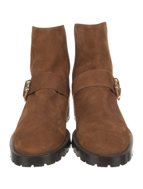 Stuart Weitzman Suede Colorblock Pattern Moto Boots