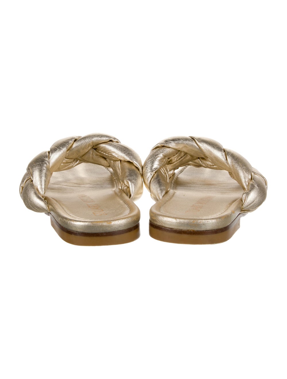 Stuart Weitzman Leather Slides Gold & Metallic Mu… - image 4