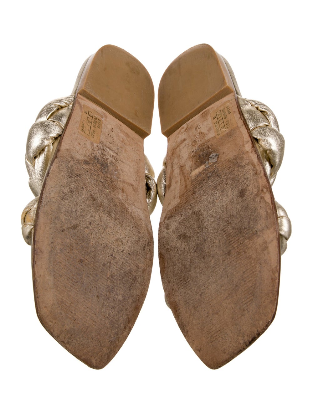 Stuart Weitzman Leather Slides Gold & Metallic Mu… - image 5