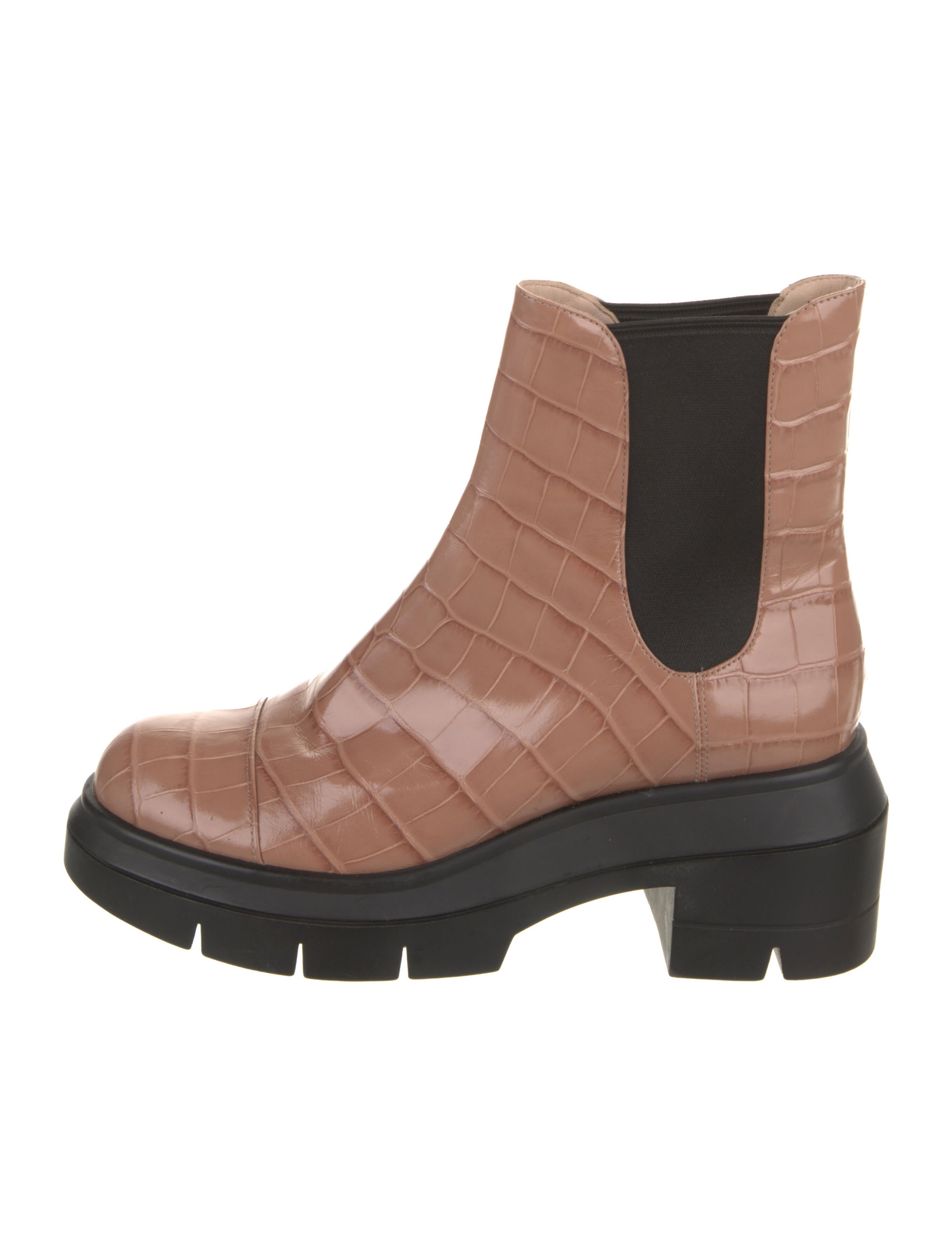 Stuart Weitzman Embossed Leather Printed Chelsea Boots