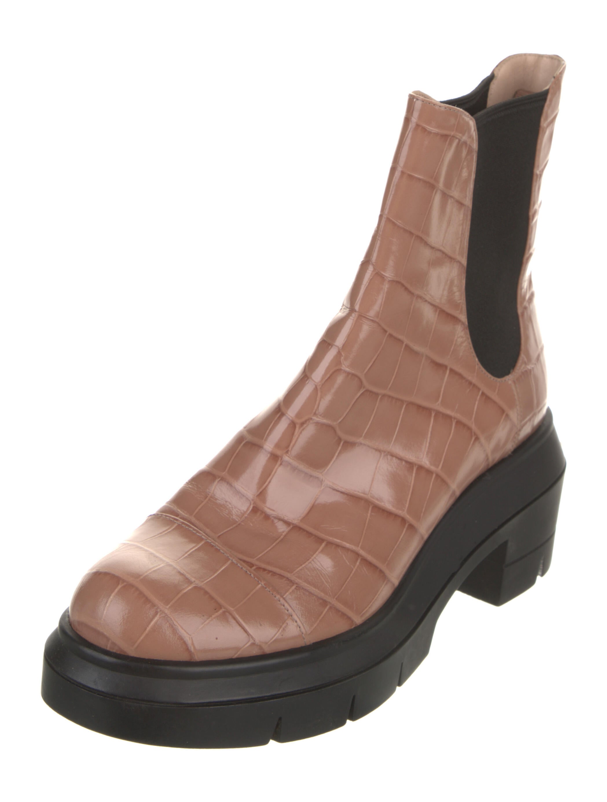Stuart Weitzman Embossed Leather Printed Chelsea Boots