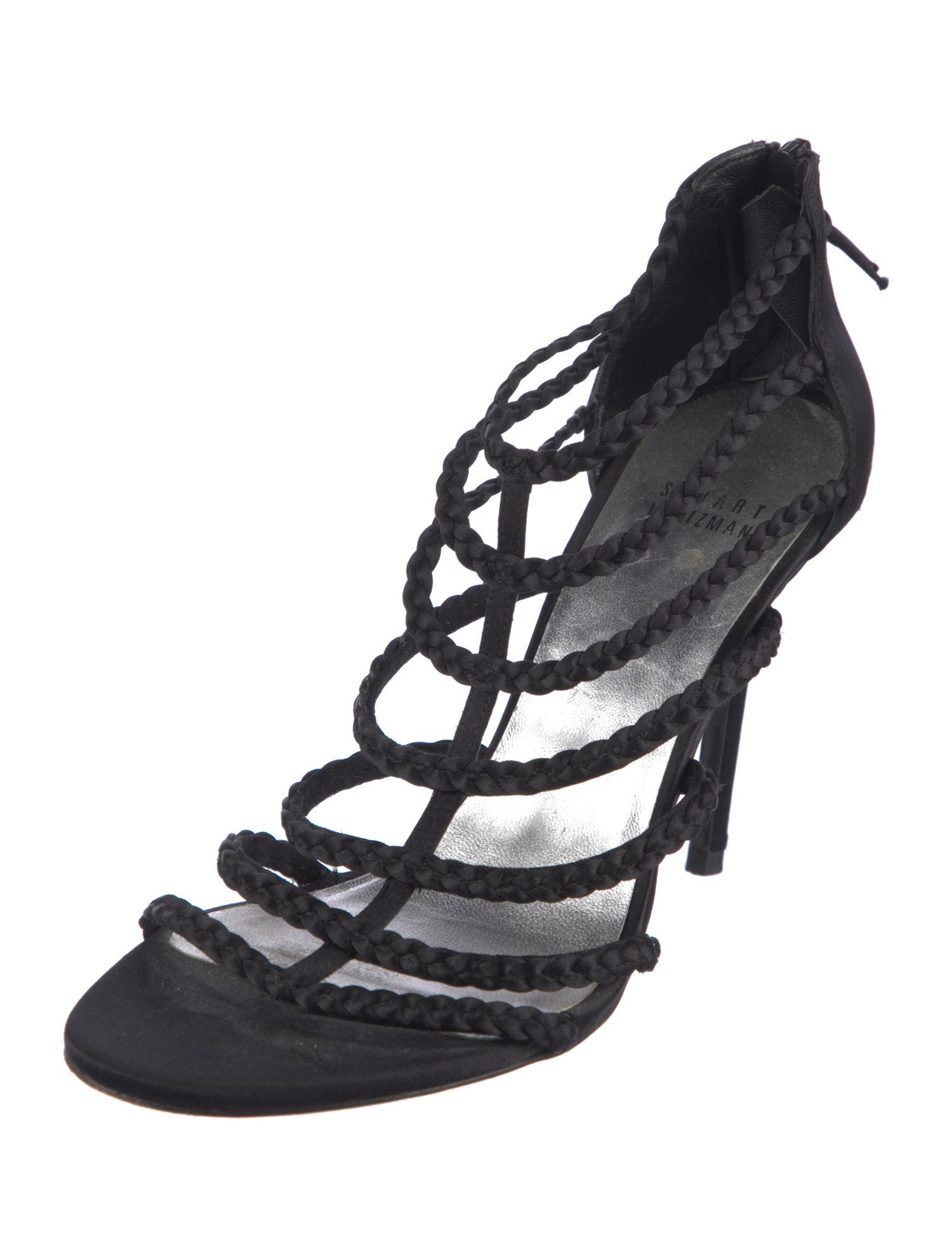 Stuart Weitzman Satin Braided Accents Gladiator Sandals