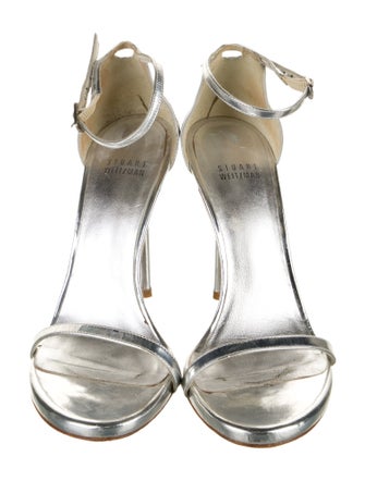 Stuart Weitzman Patent Leather Leather Trim Embellishment Sandals