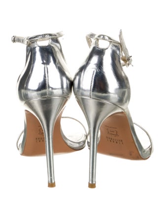 Stuart Weitzman Patent Leather Leather Trim Embellishment Sandals