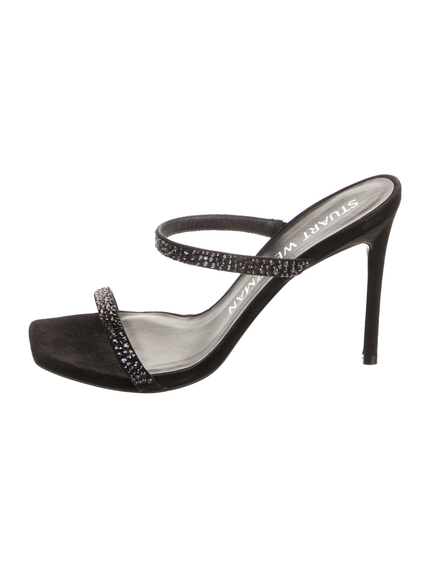 Stuart Weitzman Suede Crystal Embellishments Sandals