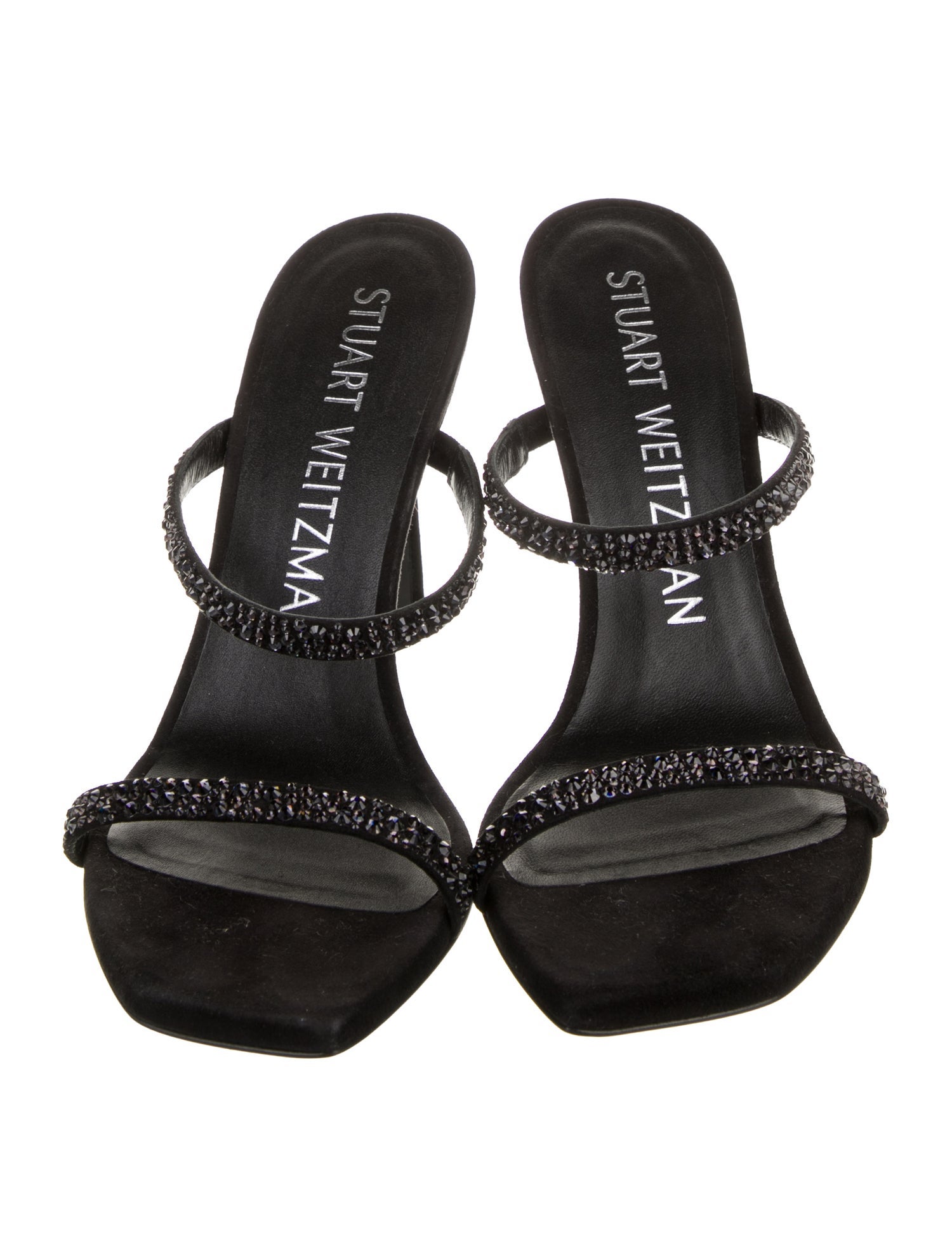 Stuart Weitzman Suede Crystal Embellishments Sandals