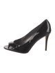 Stuart Weitzman Patent Leather Cutout Accent Pumps