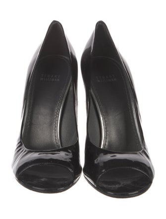 Stuart Weitzman Patent Leather Cutout Accent Pumps