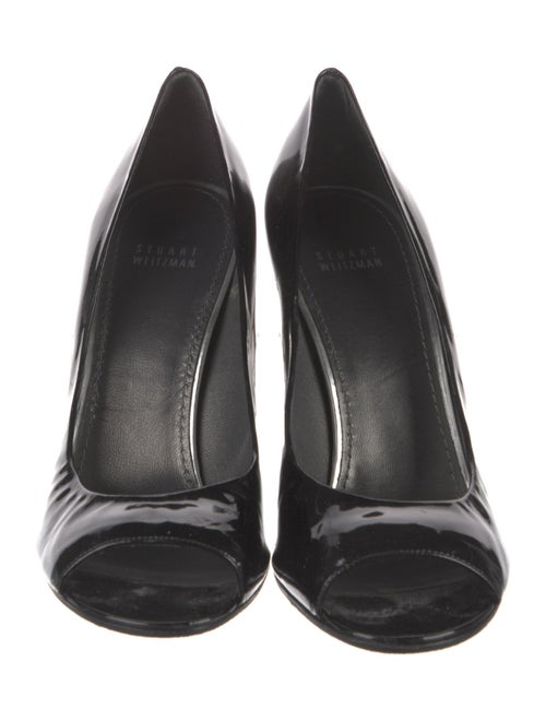 Stuart Weitzman Patent Leather Cutout Accent Pumps