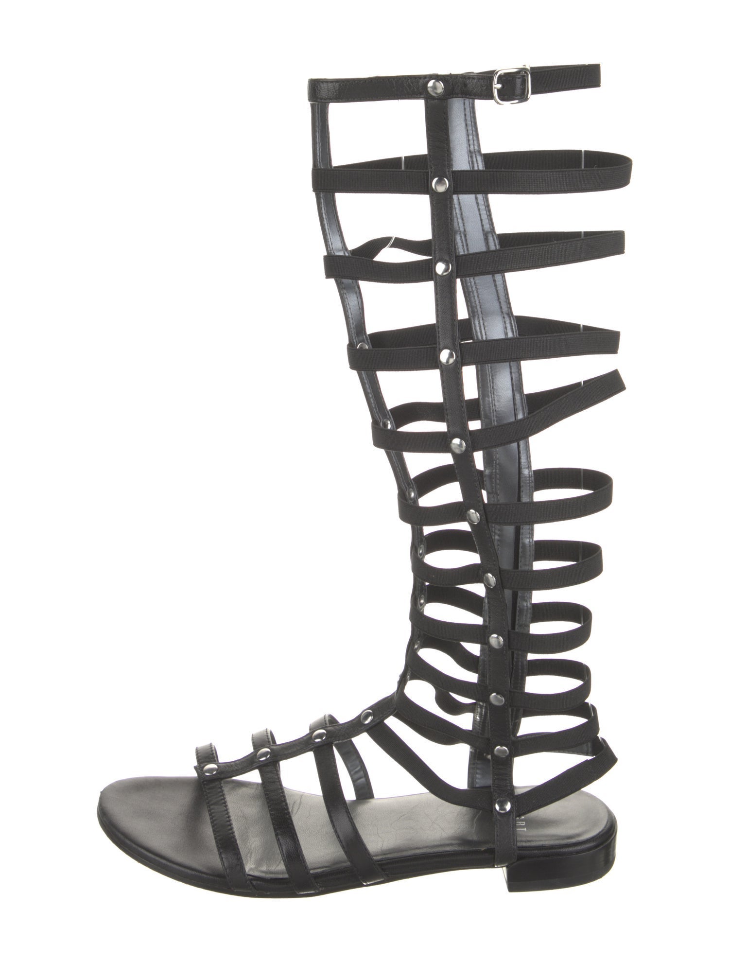 Stuart Weitzman Leather Cutout Accent Gladiator Sandals