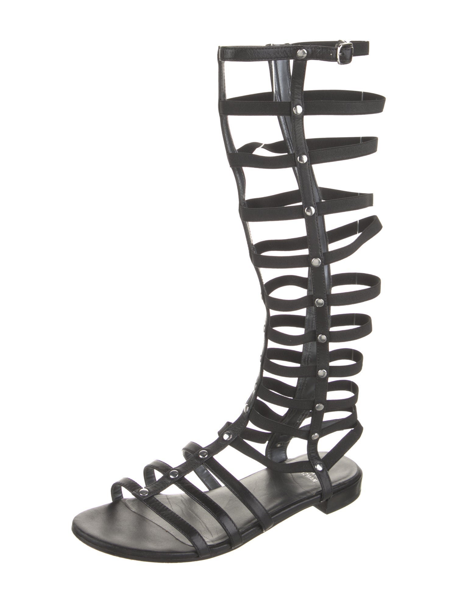 Stuart Weitzman Leather Cutout Accent Gladiator Sandals