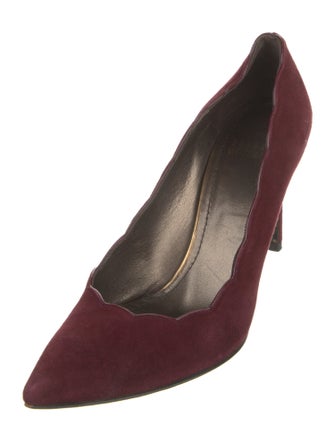 Stuart Weitzman Suede Scalloped Accent Pumps