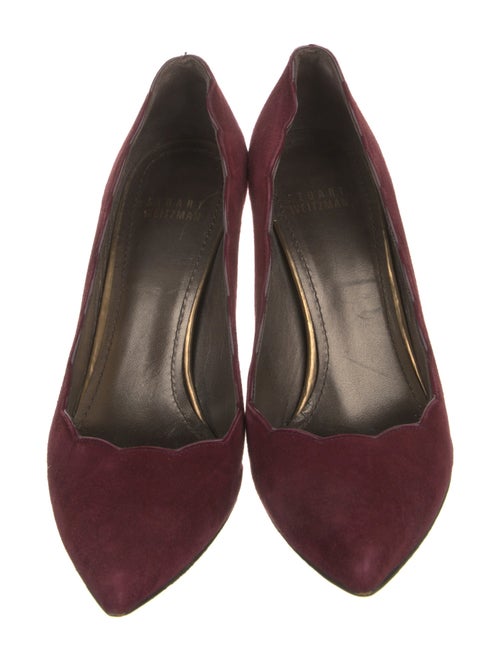 Stuart Weitzman Suede Scalloped Accent Pumps