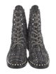 Stuart Weitzman Faux Pearl Accents Tweed Combat Boots