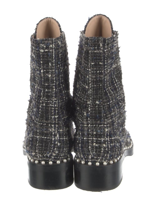 Stuart Weitzman Faux Pearl Accents Tweed Combat Boots
