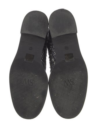 Stuart Weitzman Faux Pearl Accents Tweed Combat Boots