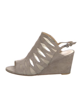 Stuart Weitzman Suede Mesh Accents Slingback Sandals
