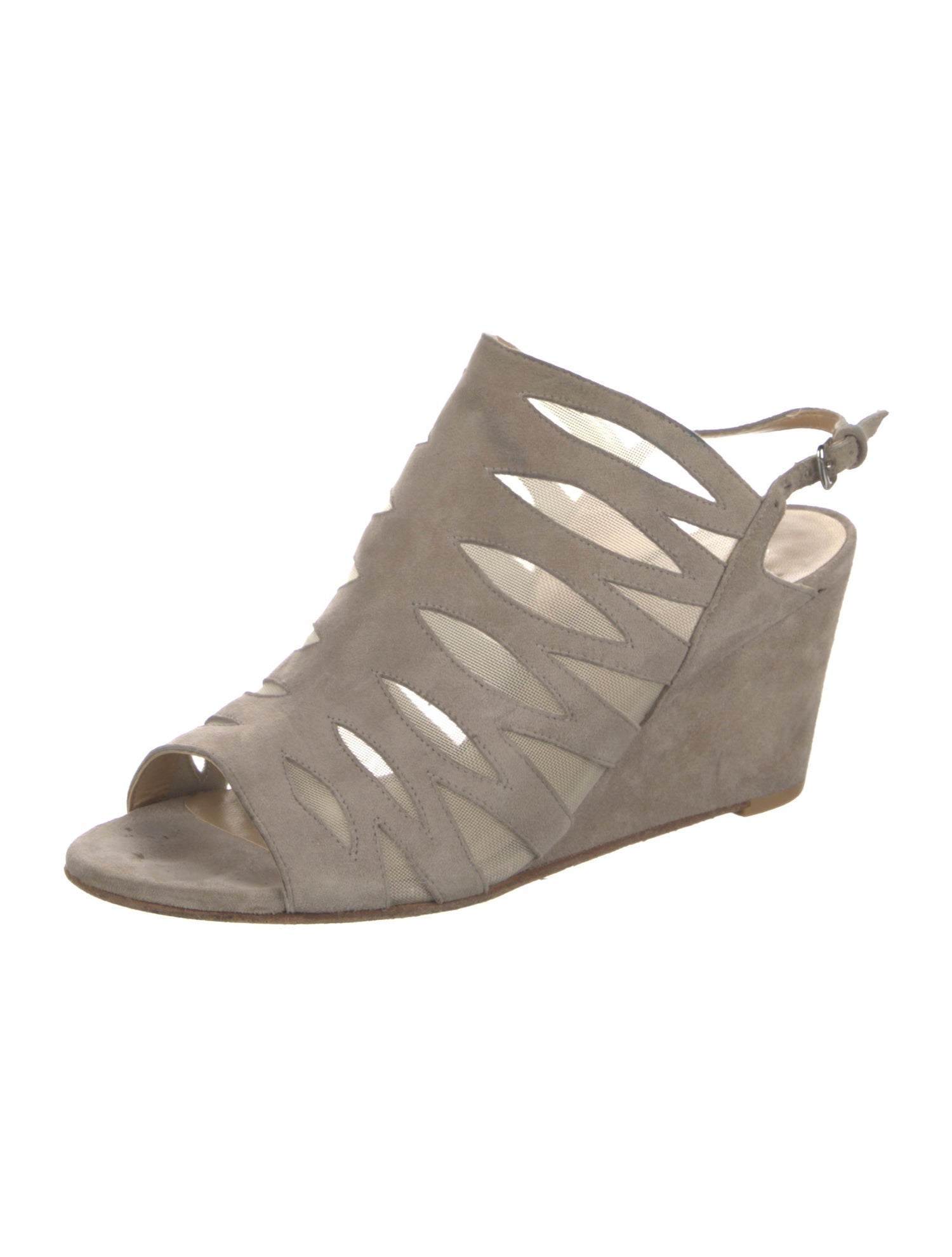 Stuart Weitzman Suede Mesh Accents Slingback Sandals
