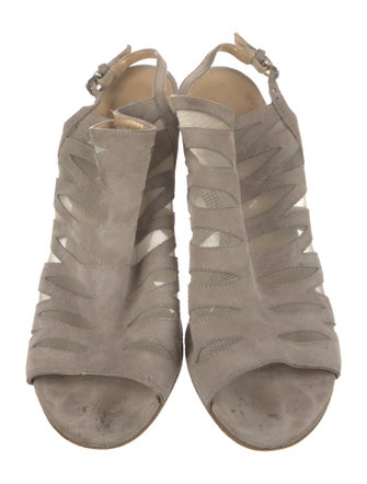 Stuart Weitzman Suede Mesh Accents Slingback Sandals