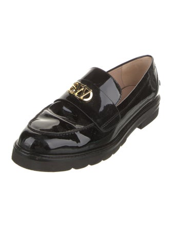 Stuart Weitzman Patent Leather Tassel Accents Loafers