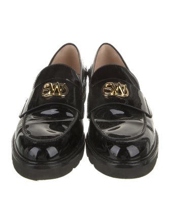 Stuart Weitzman Patent Leather Tassel Accents Loafers
