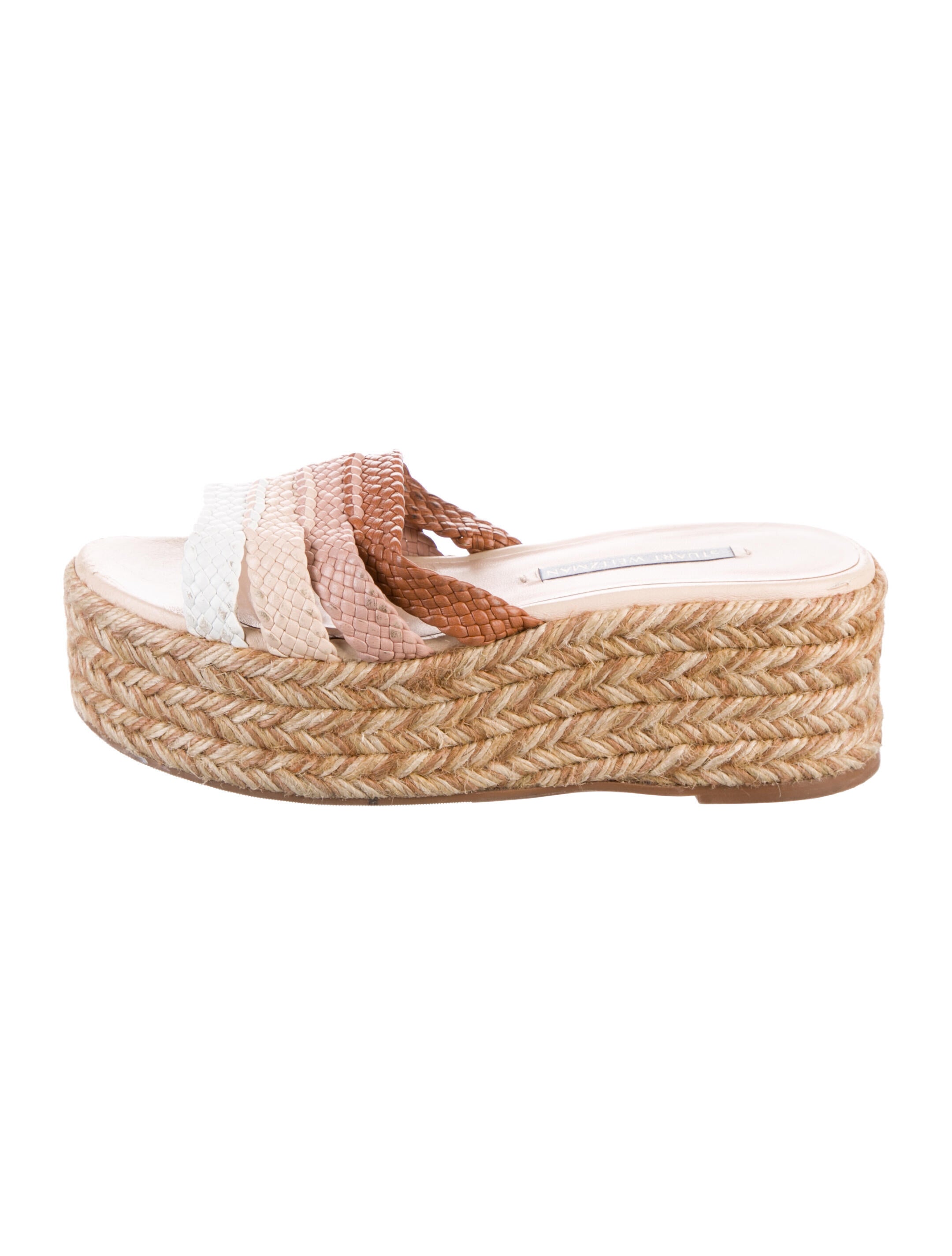 Stuart Weitzman Leather Colorblock Pattern Espadrilles