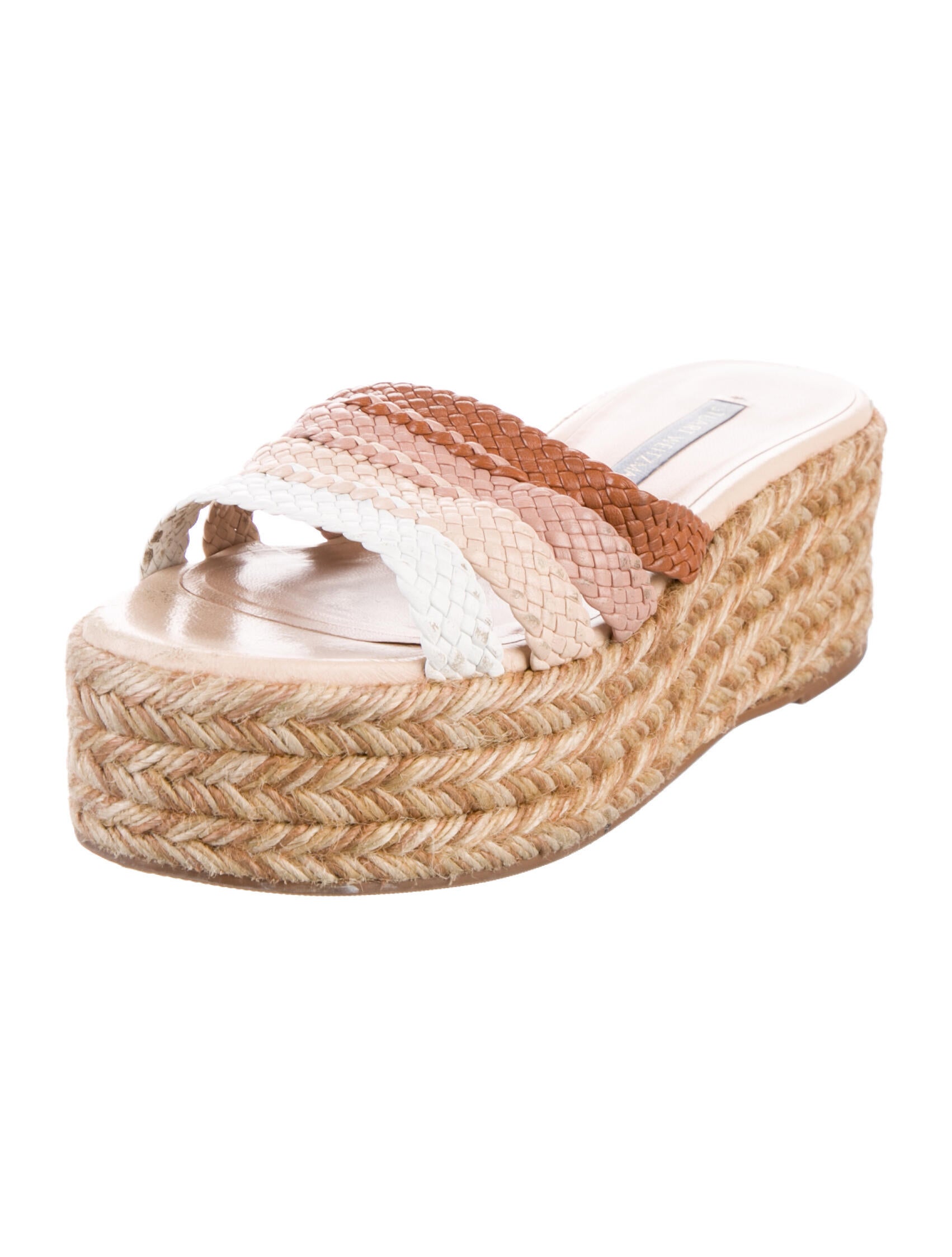 Stuart Weitzman Leather Colorblock Pattern Espadrilles