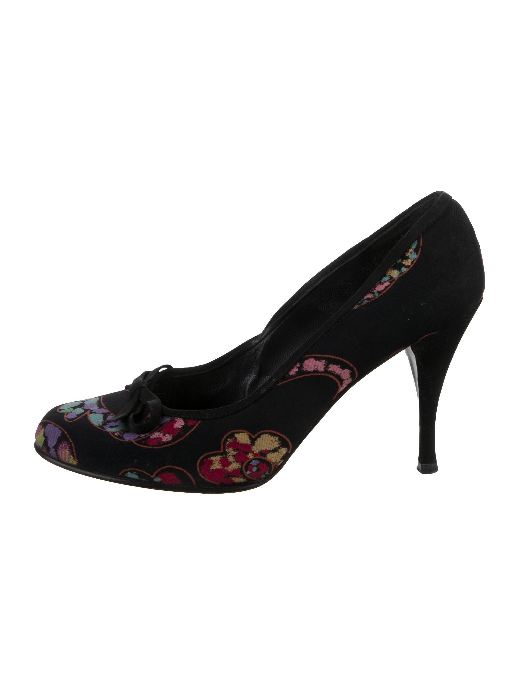 Stuart Weitzman Floral Print Bow Accents Pumps
