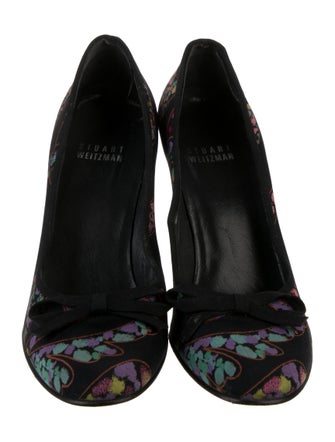 Stuart Weitzman Floral Print Bow Accents Pumps