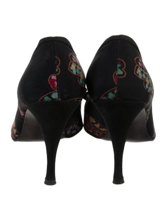 Stuart Weitzman Floral Print Bow Accents Pumps