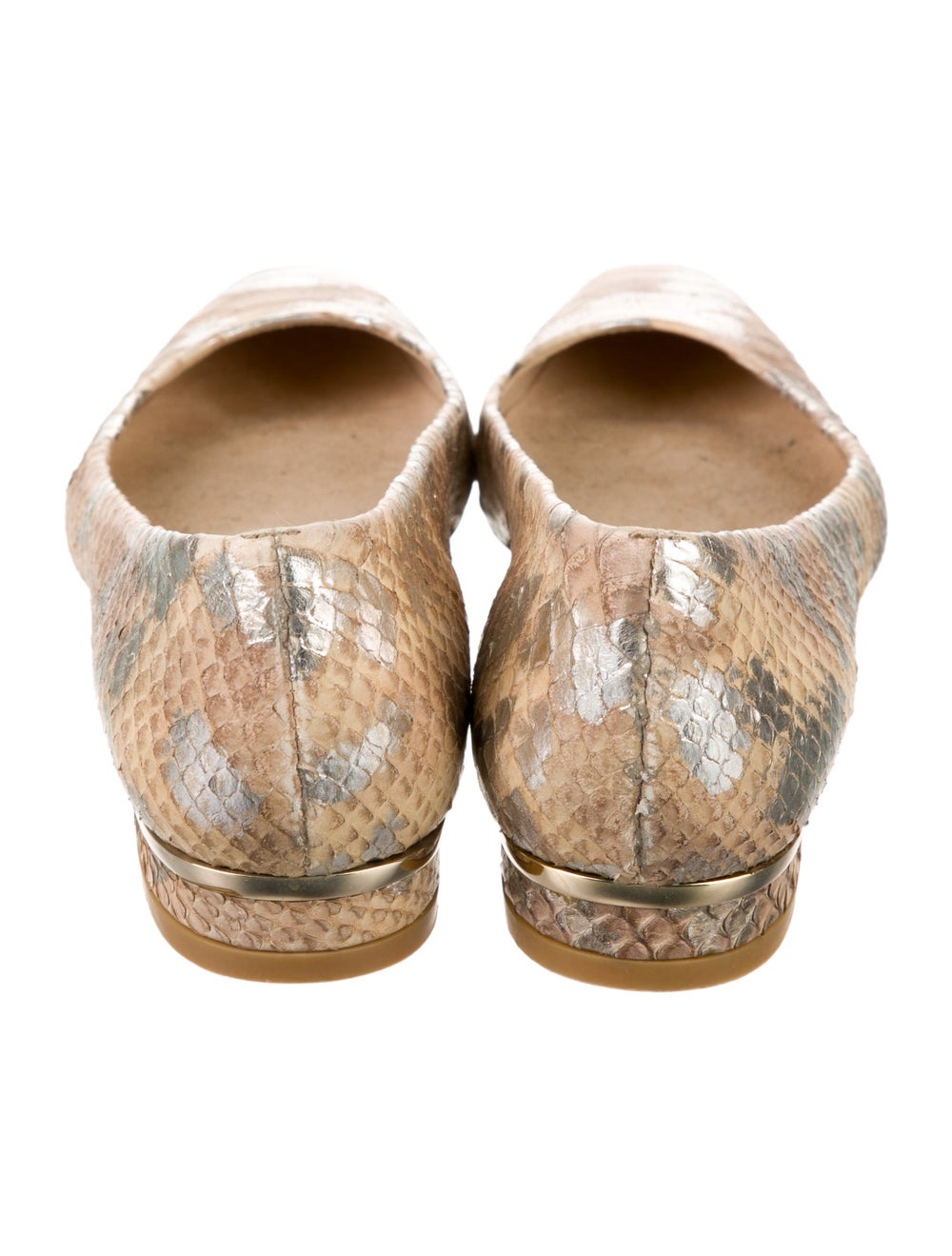 Stuart Weitzman Python Flats Gold & Metallic Anim… - image 4