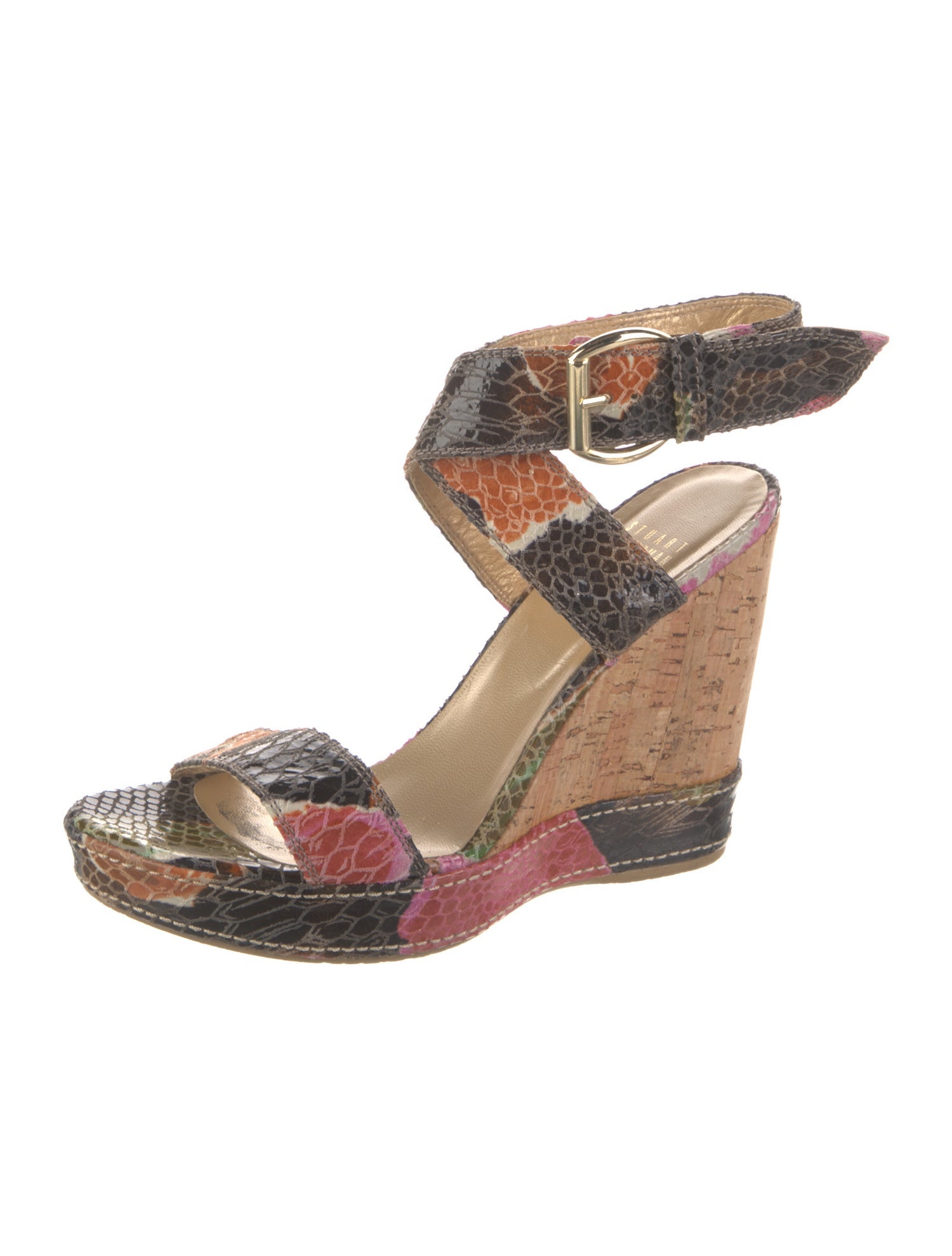 Stuart Weitzman Snakeskin Animal Print Slingback Sandals