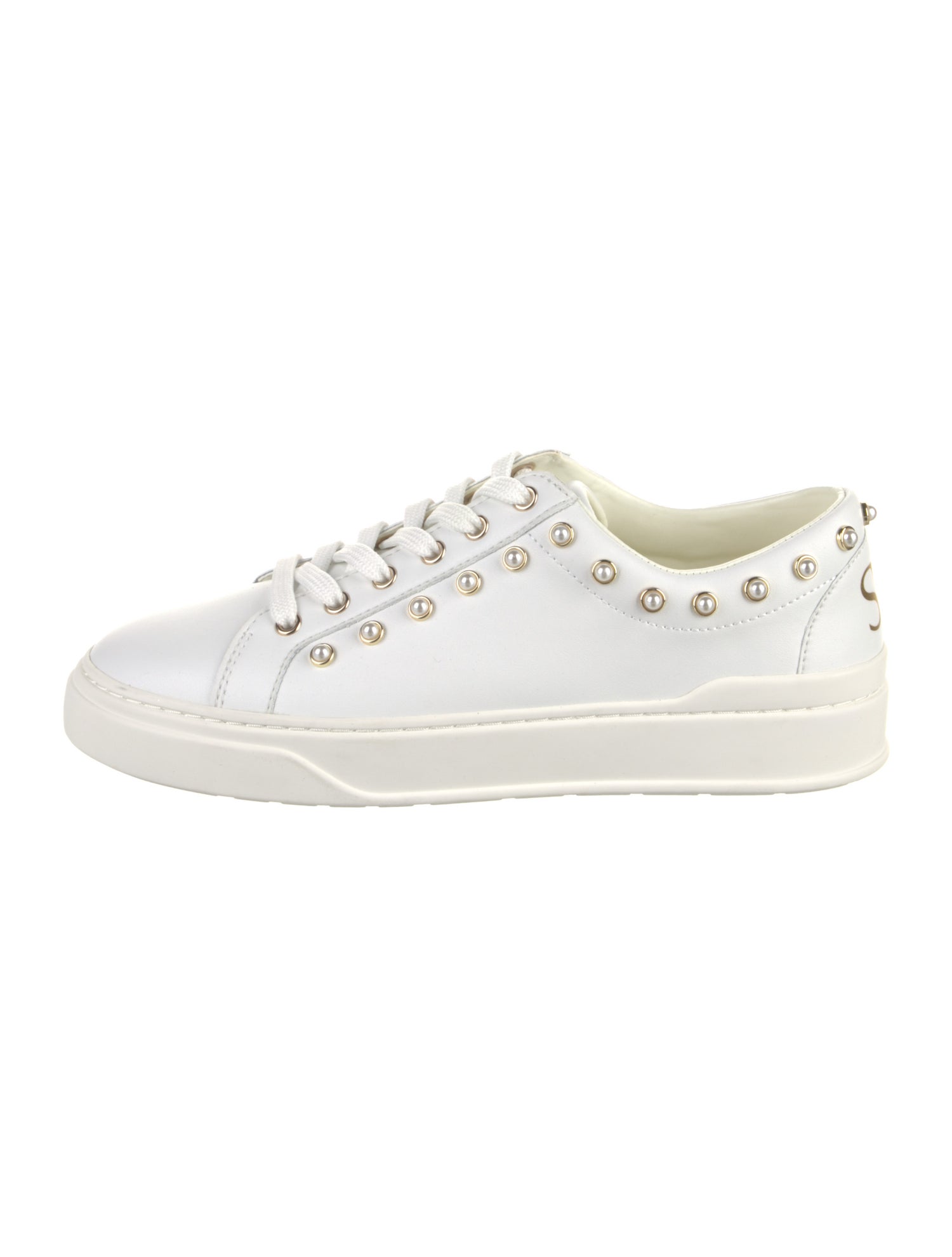 Stuart Weitzman Leather Studded Accents Sneakers