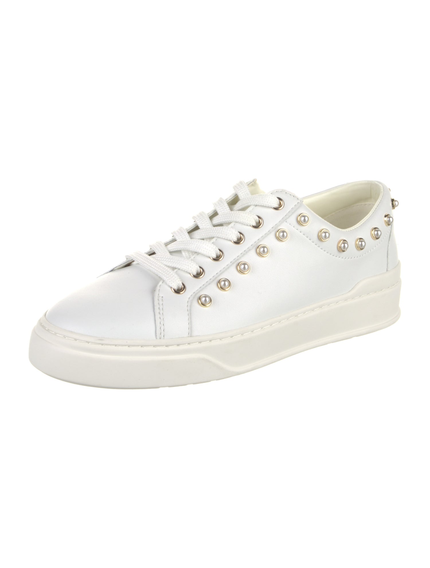 Stuart Weitzman Leather Studded Accents Sneakers